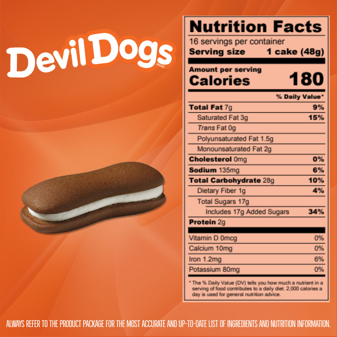 Drakes Cake Devil Dogs Nutrition facts