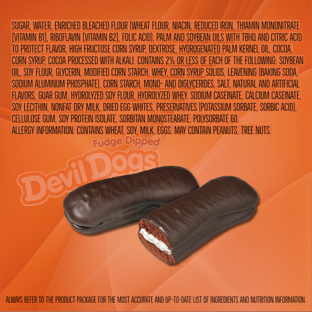 Drake's cake Fudge Dipped Devil Dogs Ingredients