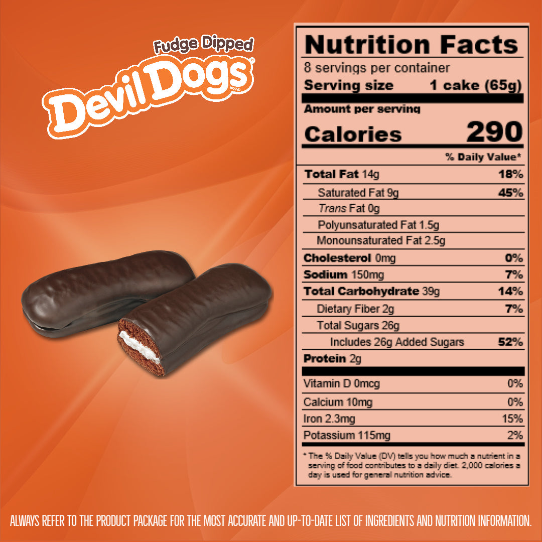 Drake's cake Fudge Dipped Devil Dogs Nutrition Facts