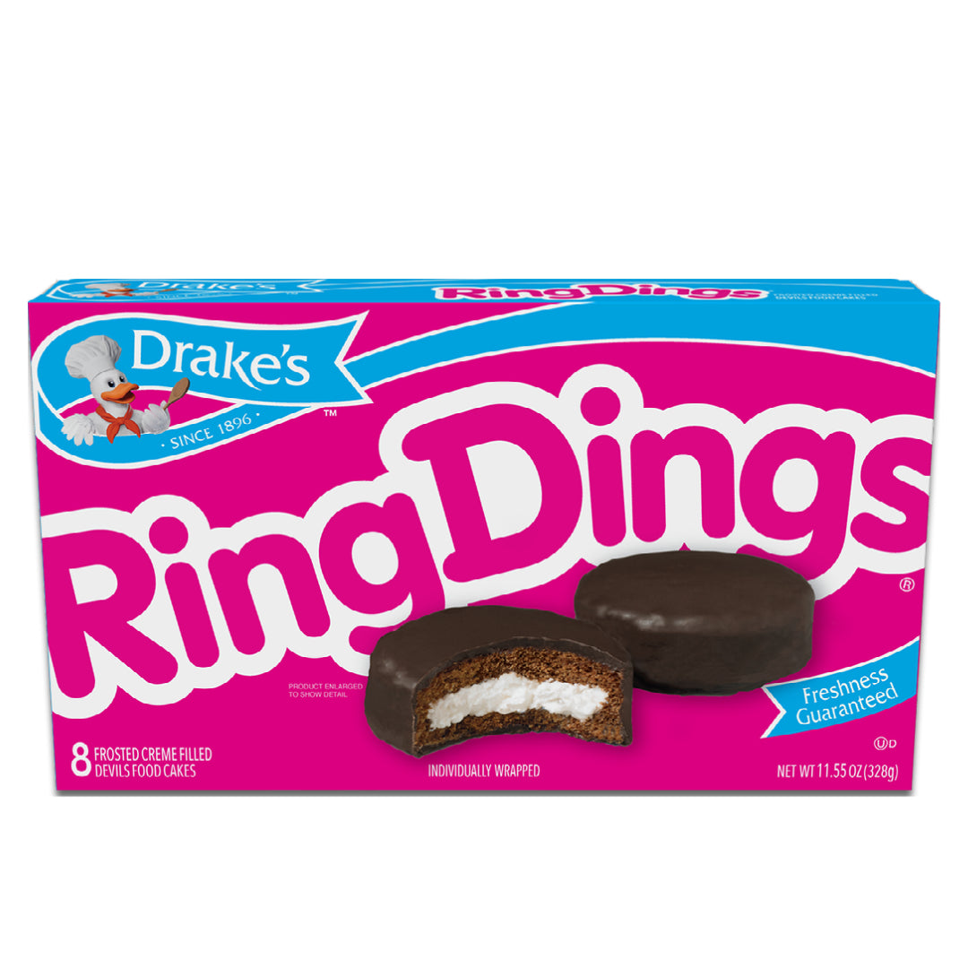 Drake's cake Ring Dings carton front
